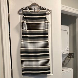Calvin Klein Striped Black and White Sleeveless Dress